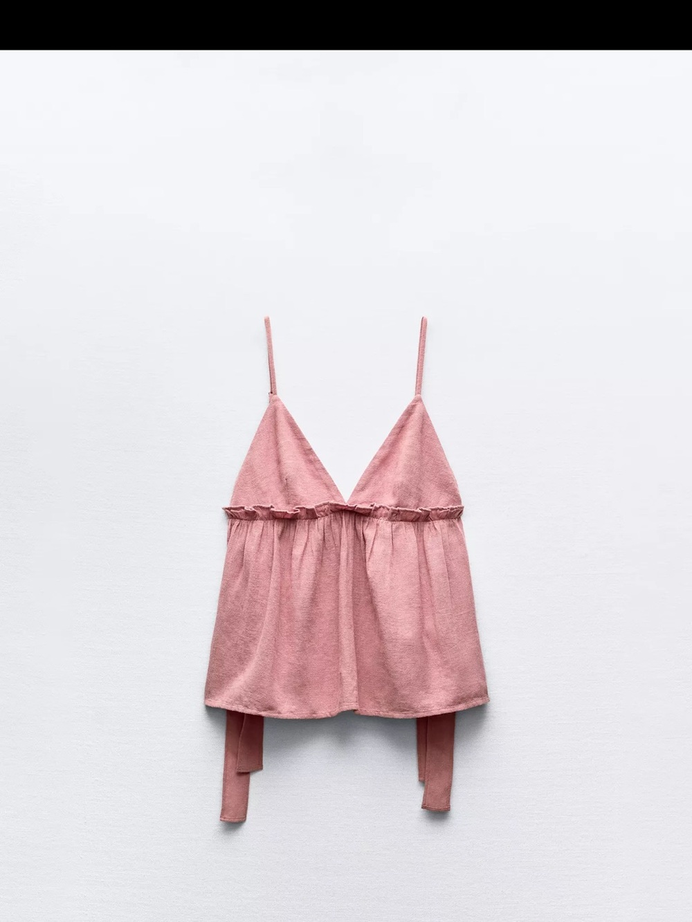 Zara Ruffled Bow Tank Top Dusty Pink